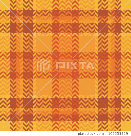 Plaid check pattern in orange and red colors. Seamless fabric texture. Tartan textile print. 103355229
