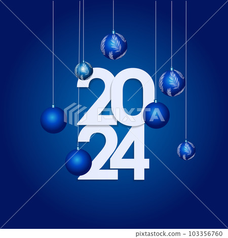 Happy New Year 2024 Elegant gold text with balloons and confetti. Realistic vector illustration 103356760