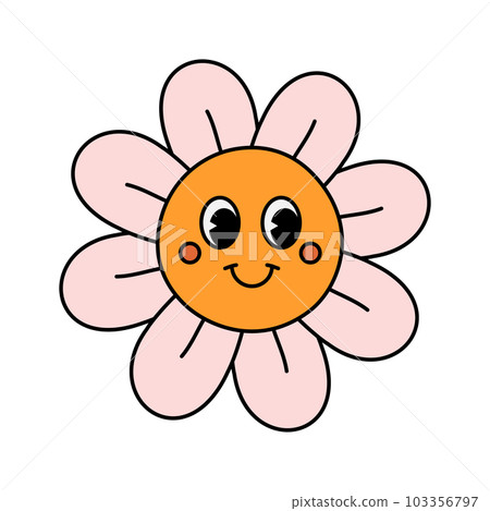 Vector retro groovy pink heart with face Vector retro groovy pink heart with face 103356797