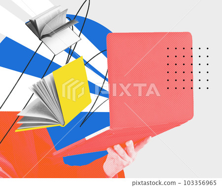 Cooperation of internet and books. Preparation for exam with online sources and paper books. Contemporary art collage. Cooperation of internet and books. Preparation for exam with online sources and paper books. Contemporary art collage. 103356965