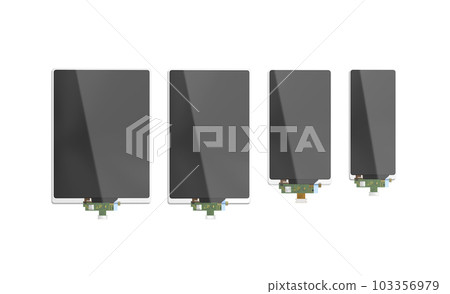Blank black flexible rectangular display mockup, different size, top view Blank black flexible rectangular display mockup, different size, top view 103356979
