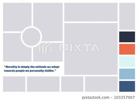 Photo collage template. Album brandboard, set portfolio images. Mood board background. Mosaic picture frame. Gallery banner. Vector illustration Photo collage template. Album brandboard, set portfolio images. Mood board background. Mosaic picture frame. Gallery banner. Vector illustration 103357007
