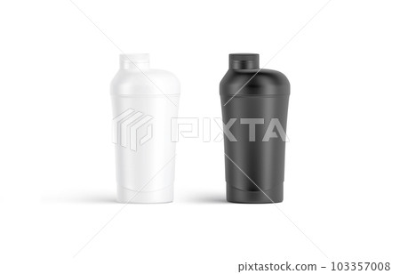 Blank black and white fitness shaker bottle mockup, front view Blank black and white fitness shaker bottle mockup, front view 103357008