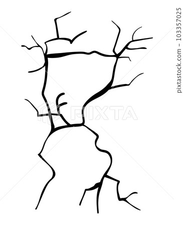 Ground cracks, breaks on land surface from earthquake isolated on white background. Vector realistic fissure, crevices from disaster or drought, black fractures top view Ground cracks, breaks on land surface from earthquake isolated on white background. Vector realistic fissure, crevices from disaster or drought, black fractures top view 103357025