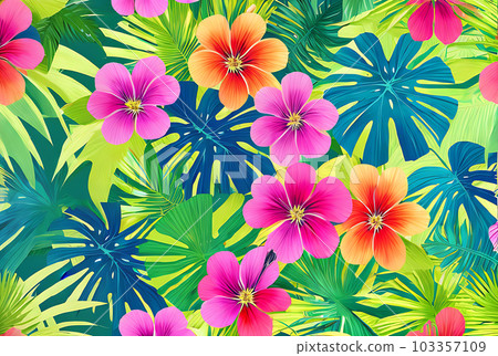 Jungle backdrop fruit floral vintage drawing. 103357109