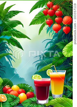 Jungle cocktails tropical watercolours Pantone palette. Jungle cocktails tropical watercolours Pantone palette. 103357119