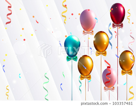 優雅的金色氣球生日快樂慶祝卡 優雅的金色氣球生日快樂慶祝卡 103357481