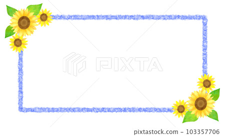 一個簡單的方形框架與向日葵的插圖素材 103357706