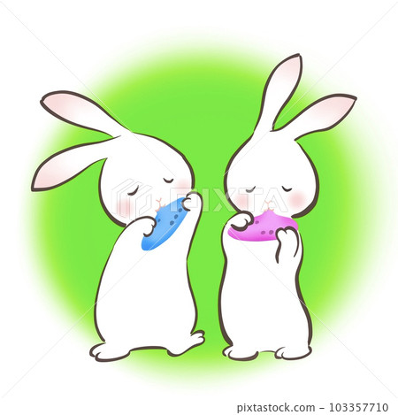 兔子高興地吹陶笛的插圖 兔子高興地吹陶笛的插圖 103357710