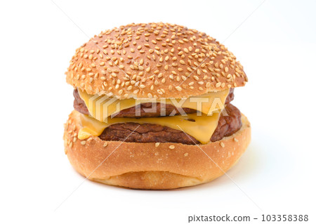 Double cheeseburger with plenty of cheese 103358388