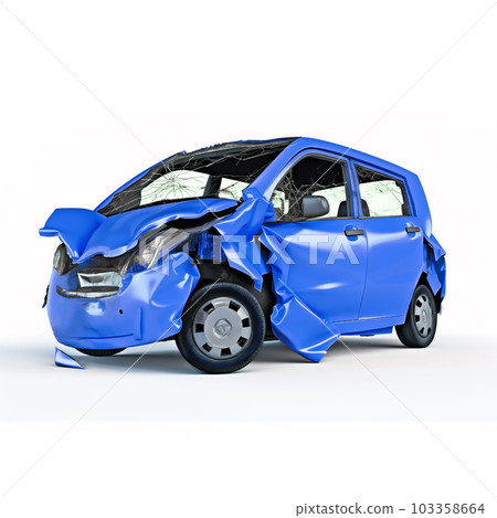 Blue city car crashed. Generative A.I. 103358664