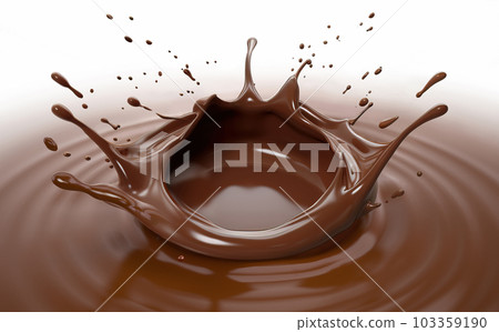 Crown splash of liquid chocolate with ripples. Generative A.I. Crown splash of liquid chocolate with ripples. Generative A.I. 103359190