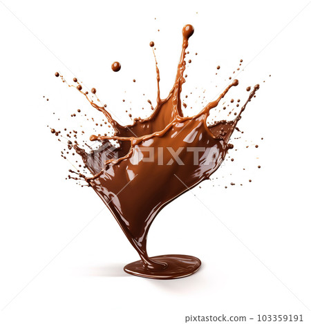 liquid chocolate splash forming from a small chocolate pool. Generative A.I. liquid chocolate splash forming from a small chocolate pool. Generative A.I. 103359191