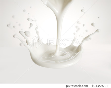 pour of milk with a splash suspended in mid-air. Generative A.I. pour of milk with a splash suspended in mid-air. Generative A.I. 103359202
