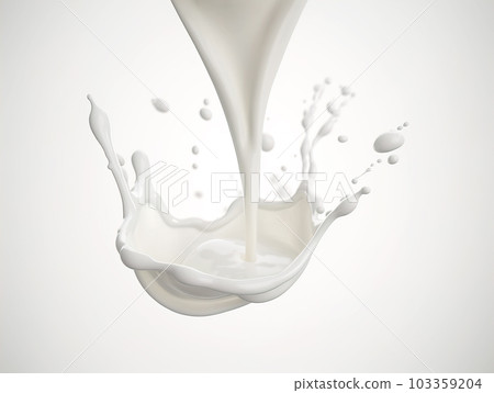 pour of milk with a stunning splash suspended in mid-air. Generative A.I. pour of milk with a stunning splash suspended in mid-air. Generative A.I. 103359204