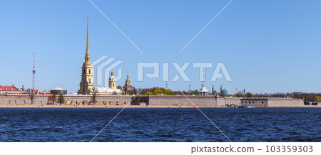 Panoramic cityscape with Peter and Paul fortress. St-Petersburg, Russia 103359303