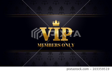 Golden vip card with crown. Business card template for members only.Luxury abstract invitation. Vector illustration 103359519