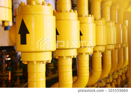 pipelines on oil and gas platform for production, Oil and gas process and control by automation system, Operator control product in oil and gas industry. pipelines on oil and gas platform for production, Oil and gas process and control by automation system, Operator control product in oil and gas industry. 103359860