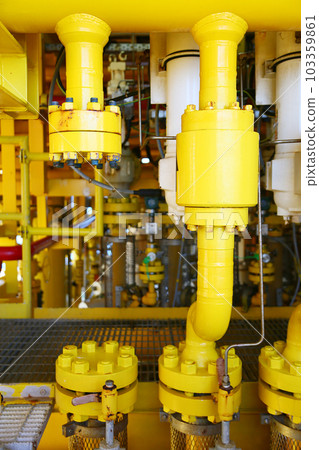 pipelines on oil and gas platform for production, Oil and gas process and control by automation system, Operator control product in oil and gas industry. 103359861