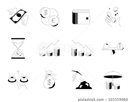Money Related Thin Line Icon Set Money Related Thin Line Icon Set 103359968