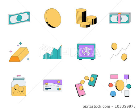 Money Related Thin Line Icon Set Money Related Thin Line Icon Set 103359973