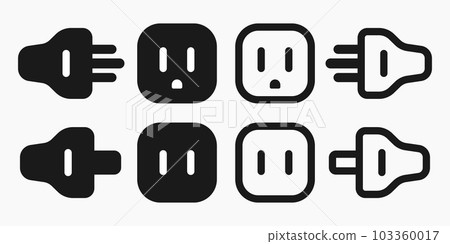 power outlet plug type a b line shape icon set vector flat illustration power outlet plug type a b line shape icon set vector flat illustration 103360017