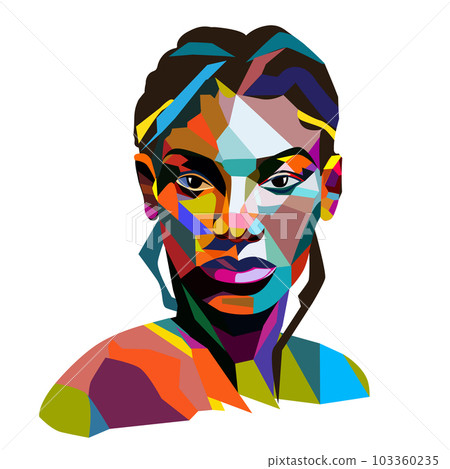 Portrait Fashion african american woman. Avatar of woman in modern trendy abstract style 103360235
