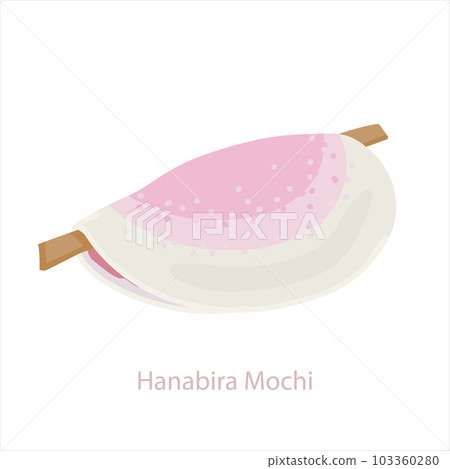 Hanabira mochi. Mochi pastry. Japanese cake from soft sticky rice flour with flower jam. Hanabira mochi. Mochi pastry. Japanese cake from soft sticky rice flour with flower jam. 103360280
