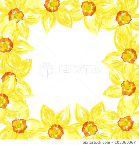 Hand drawn watercolor yellow daffodil on white background. Scrapbook, post card, wedding invitation, album. 103360367