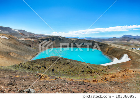 Breathtaking view of famous crater Viti at Krafla geothermal area Breathtaking view of famous crater Viti at Krafla geothermal area 103360953