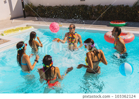 Group of friend play together in the swimming pool Group of friend play together in the swimming pool 103362124