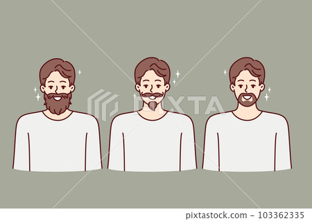 Men with different style mustaches and beards for advertising hipster barbershop Men with different style mustaches and beards for advertising hipster barbershop 103362335