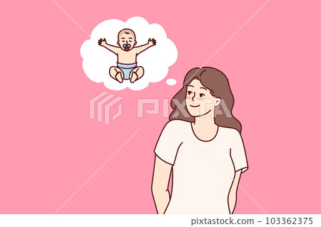 Woman dreams of giving birth to child and becoming mother for son or daughter after pregnancy Woman dreams of giving birth to child and becoming mother for son or daughter after pregnancy 103362375