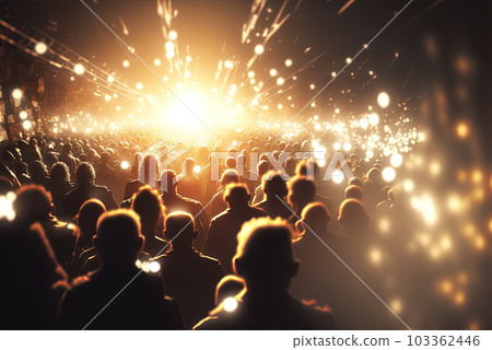 Party people on the show. Night club with lights and dancing people. Party crowd. Generated AI. 103362446