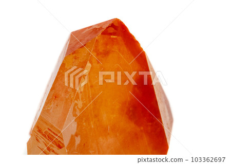Macro mineral stone Lemurian Crystal a white background Macro mineral stone Lemurian Crystal a white background 103362697
