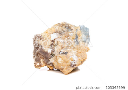 Macro mineral stone Corundum in rock a white background 103362699