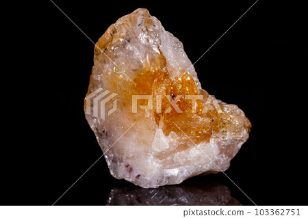 Macro mineral stone Citrine on black background Macro mineral stone Citrine on black background 103362751