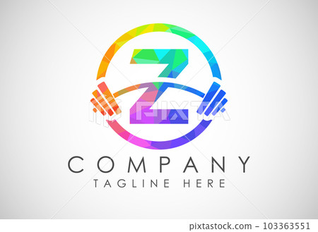 English alphabet with a barbell low poly style. Lifting vector logo design. Vector logo for bodybuilding 103363551