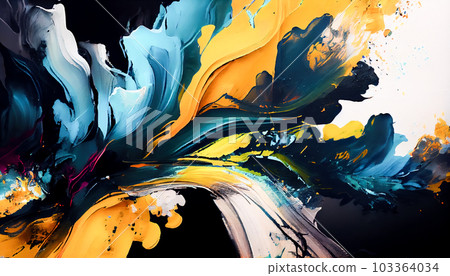 Colorful oil paint splashes as abstract background, close-up. Generative AI Colorful oil paint splashes as abstract background, close-up. Generative AI 103364034