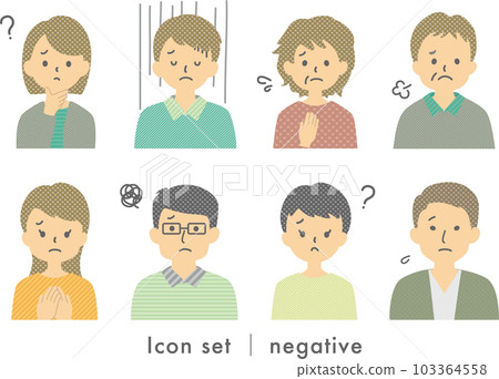 Facial expression: troubled adult set Facial expression: troubled adult set 103364558