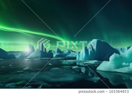 Ice land with icebergs. Nature landscape. Generate Ai Ice land with icebergs. Nature landscape. Generate Ai 103364853