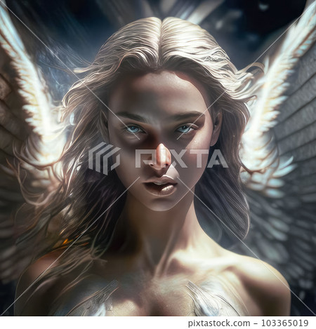 Illustration portrait of a girl - angel with beautiful wings Illustration portrait of a girl - angel with beautiful wings 103365019