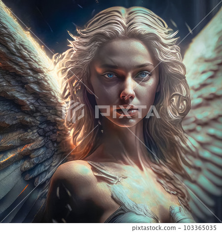 Illustration portrait of a girl - angel with beautiful wings 103365035