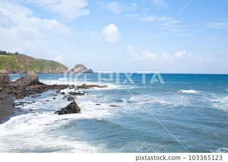 Llumeres beach view, Asturias landscape, Spain. 103365123