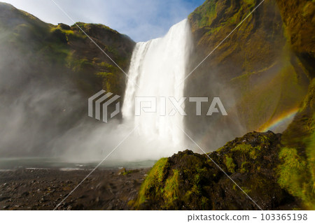 Skogafoss falls in summer season view, Iceland 103365198