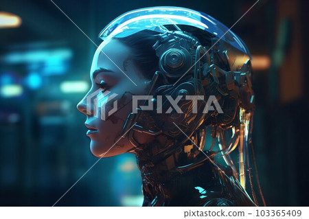 Human head robot. Human head face. Generate Ai Human head robot. Human head face. Generate Ai 103365409
