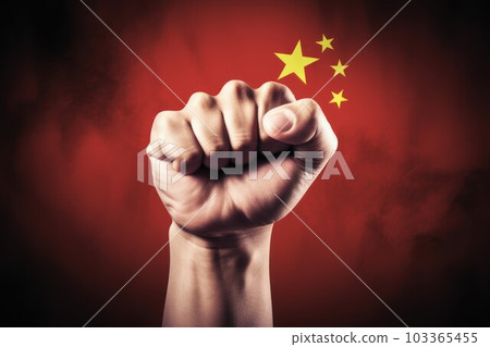 Hand china flag. National country. Generate Ai 103365455
