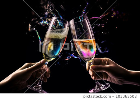 Colorful glass champagne. Cheers drink. Generate Ai Colorful glass champagne. Cheers drink. Generate Ai 103365508