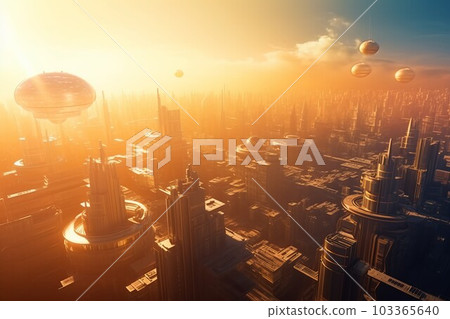 Futuristic tech city in sun light. Space science. Generate Ai Futuristic tech city in sun light. Space science. Generate Ai 103365640