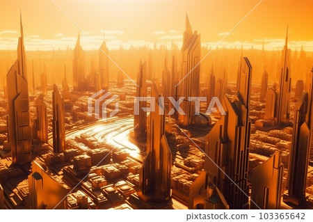 Futuristic tech city. Space render architecture. Generate Ai Futuristic tech city. Space render architecture. Generate Ai 103365642